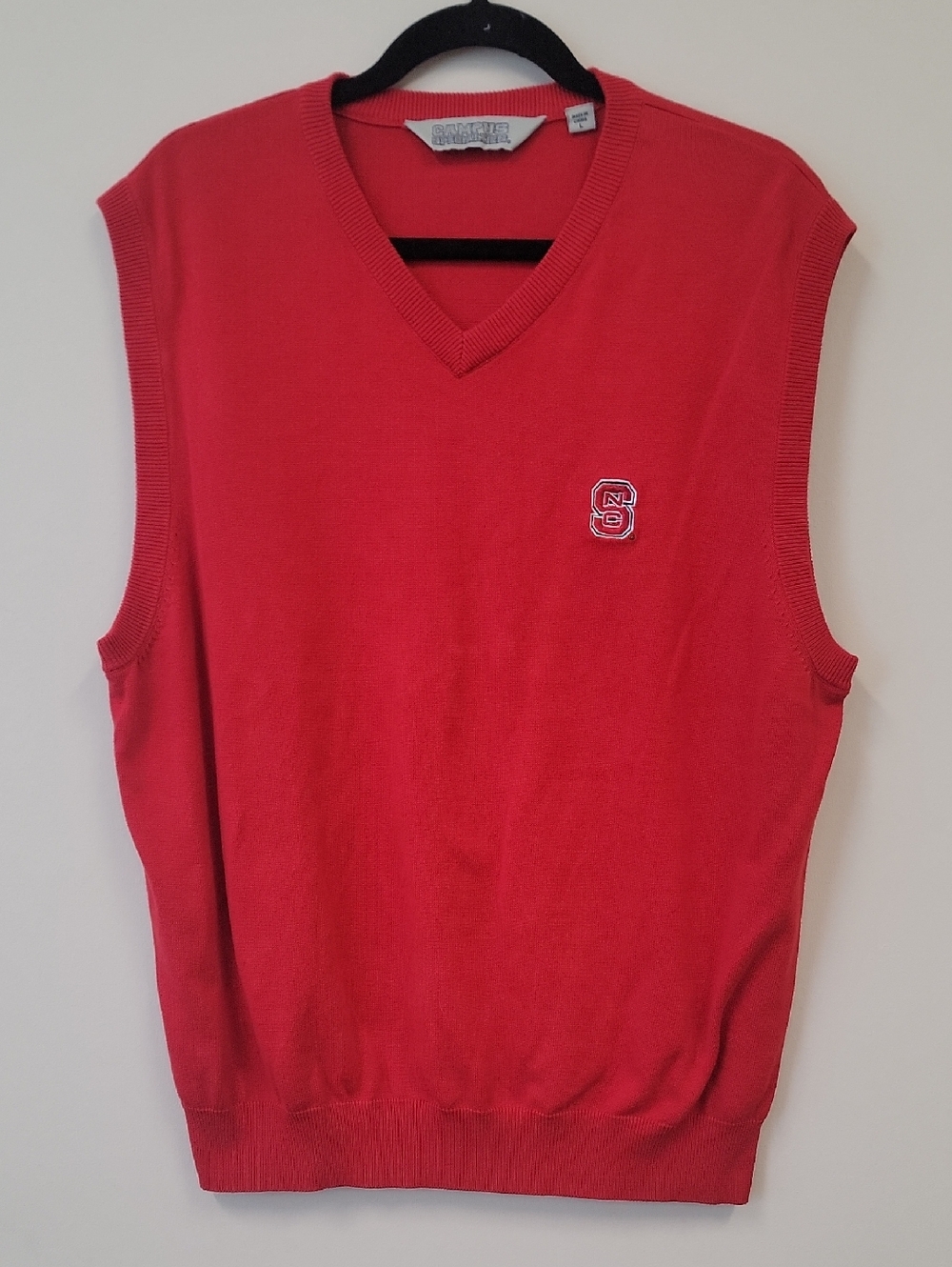 Campus Specialties Knit Vest NCSU Red Size L VTG Vintage